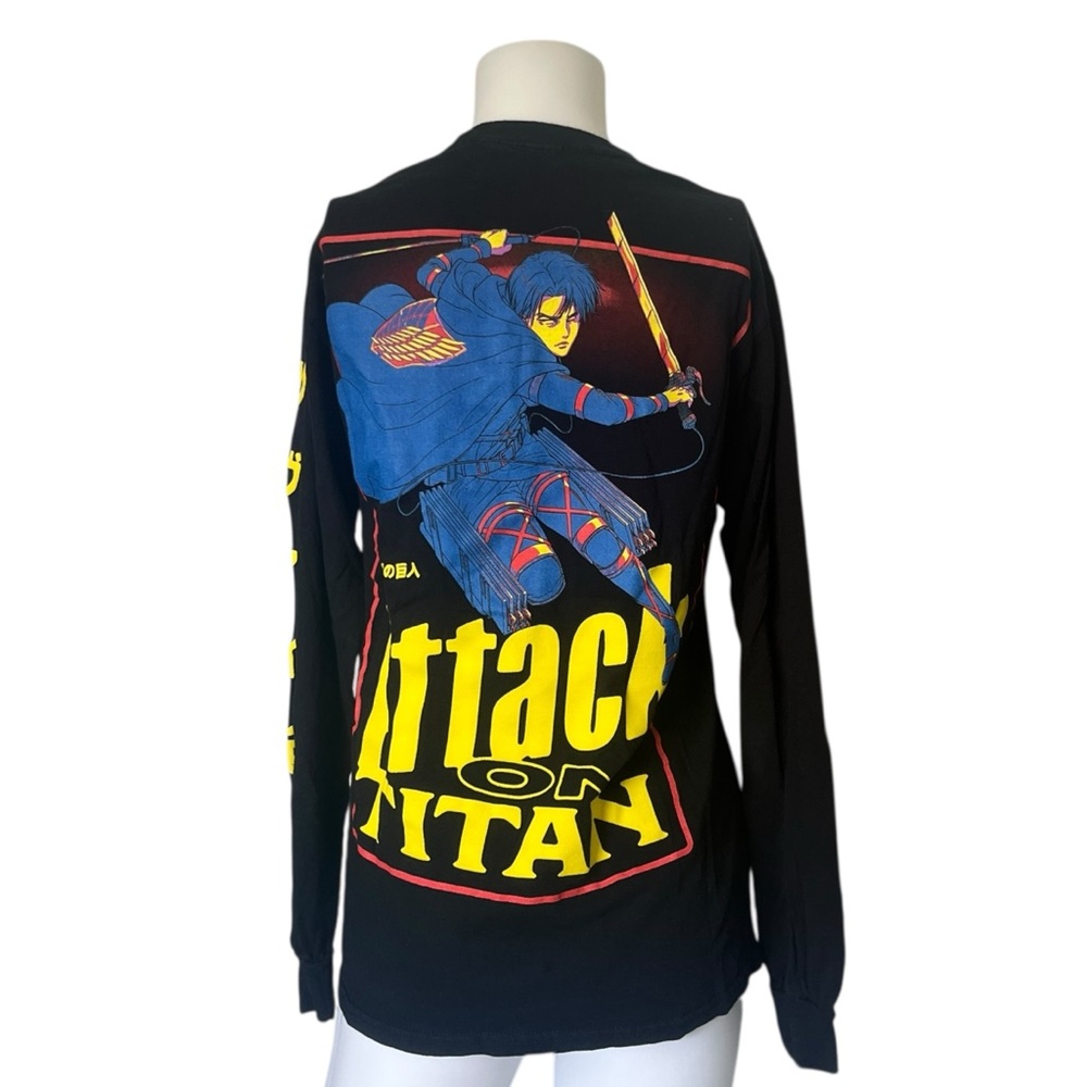 Attack on Titan Final Season Long Sleeve Black Graphic T-shirt Size Small S